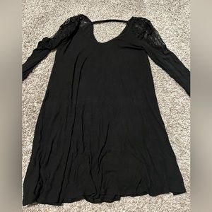 Black long sleeved cotton dress
